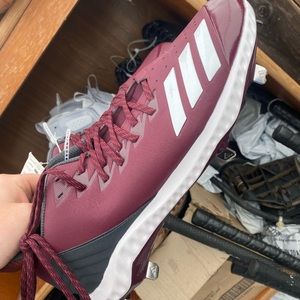 NWT New maroon Adidas Icon Bounce metal baseball softball cleats sz 13.5 13 1/2